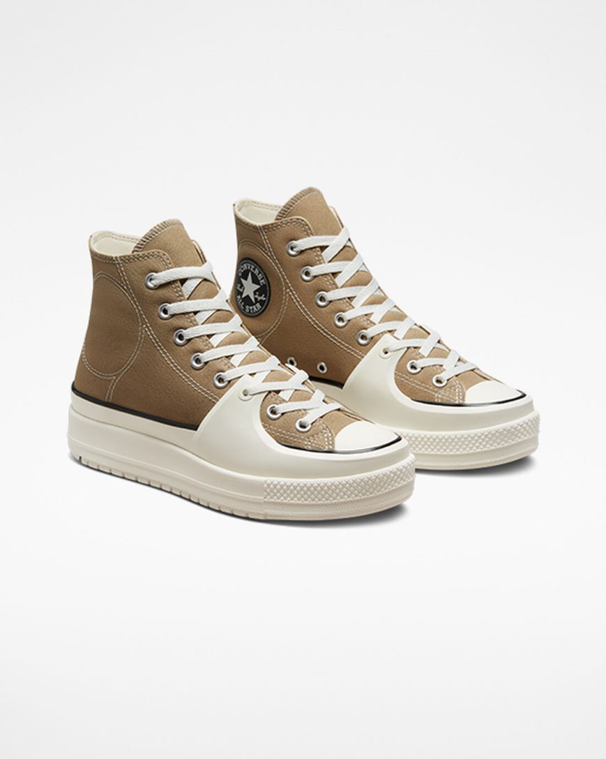 Khaki / Black Converse Chuck Taylor All Star Construct Men's High Top Shoes | PV915LK3I