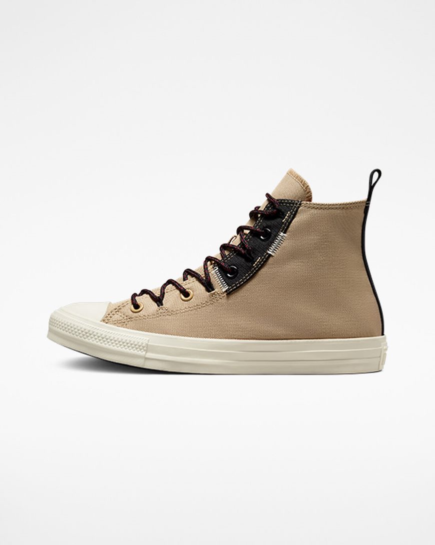 Khaki / Orange Converse Chuck Taylor All Star Rugged Basics Men's High Top Shoes | RLK815349