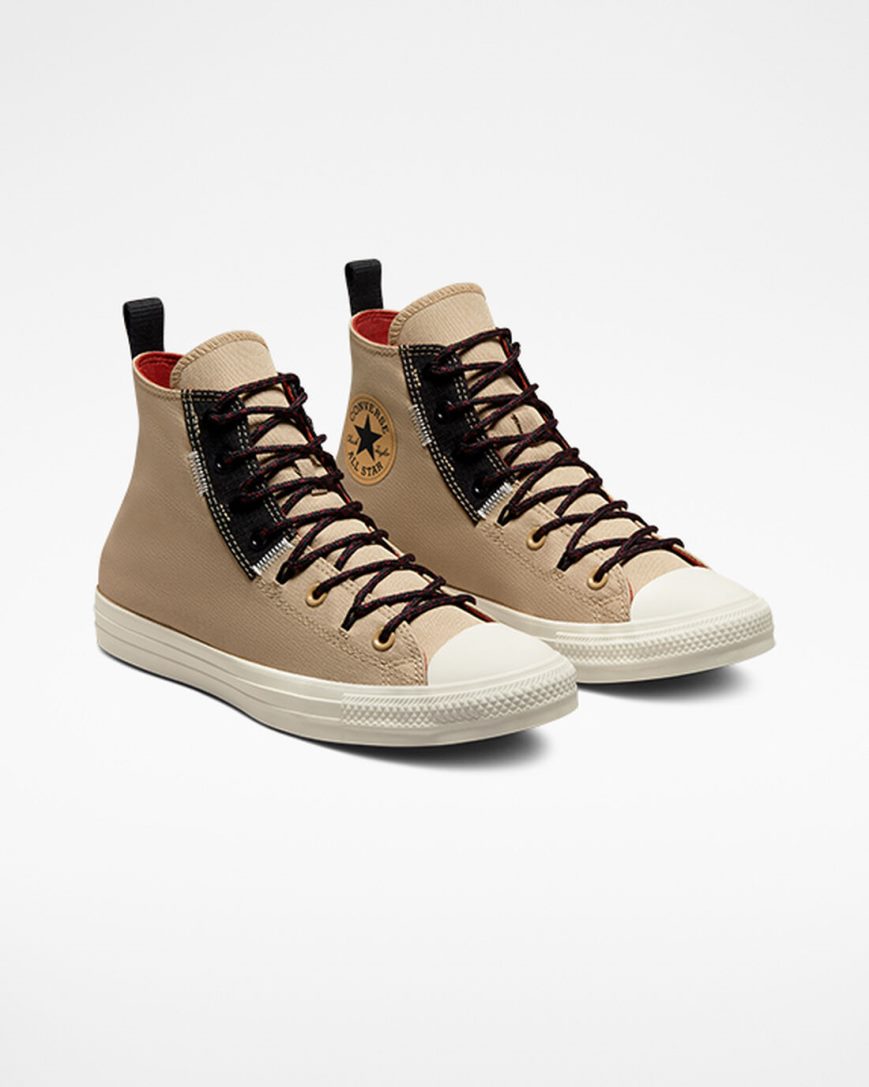 Khaki / Orange Converse Chuck Taylor All Star Rugged Basics Men's High Top Shoes | RLK815349