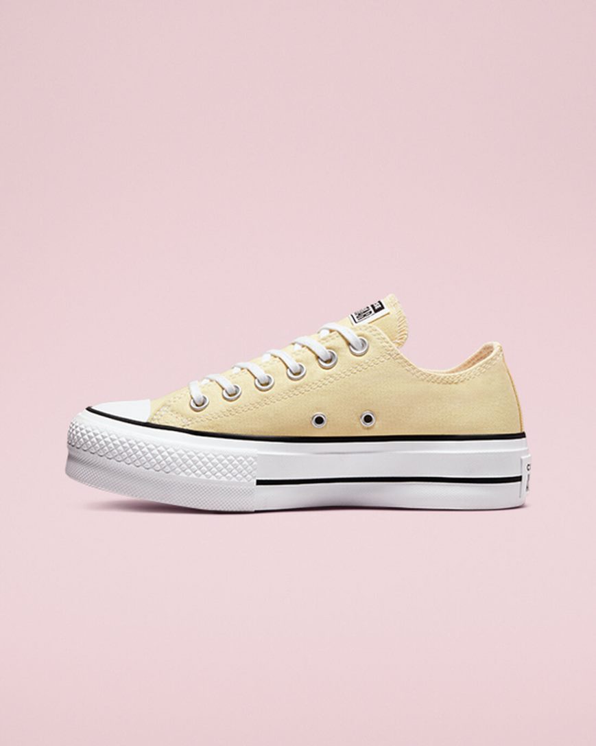 Lemon / Black / White Converse Chuck Taylor All Star Lift Seasonal Color Low Top Women's Platform Shoes | EU18LI579