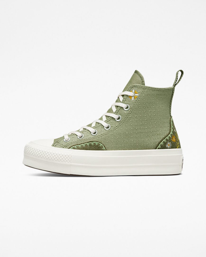 Light Converse Chuck Taylor All Star Lift Autumn Embroidery High Top Women's Platform Shoes | QAK945LI3