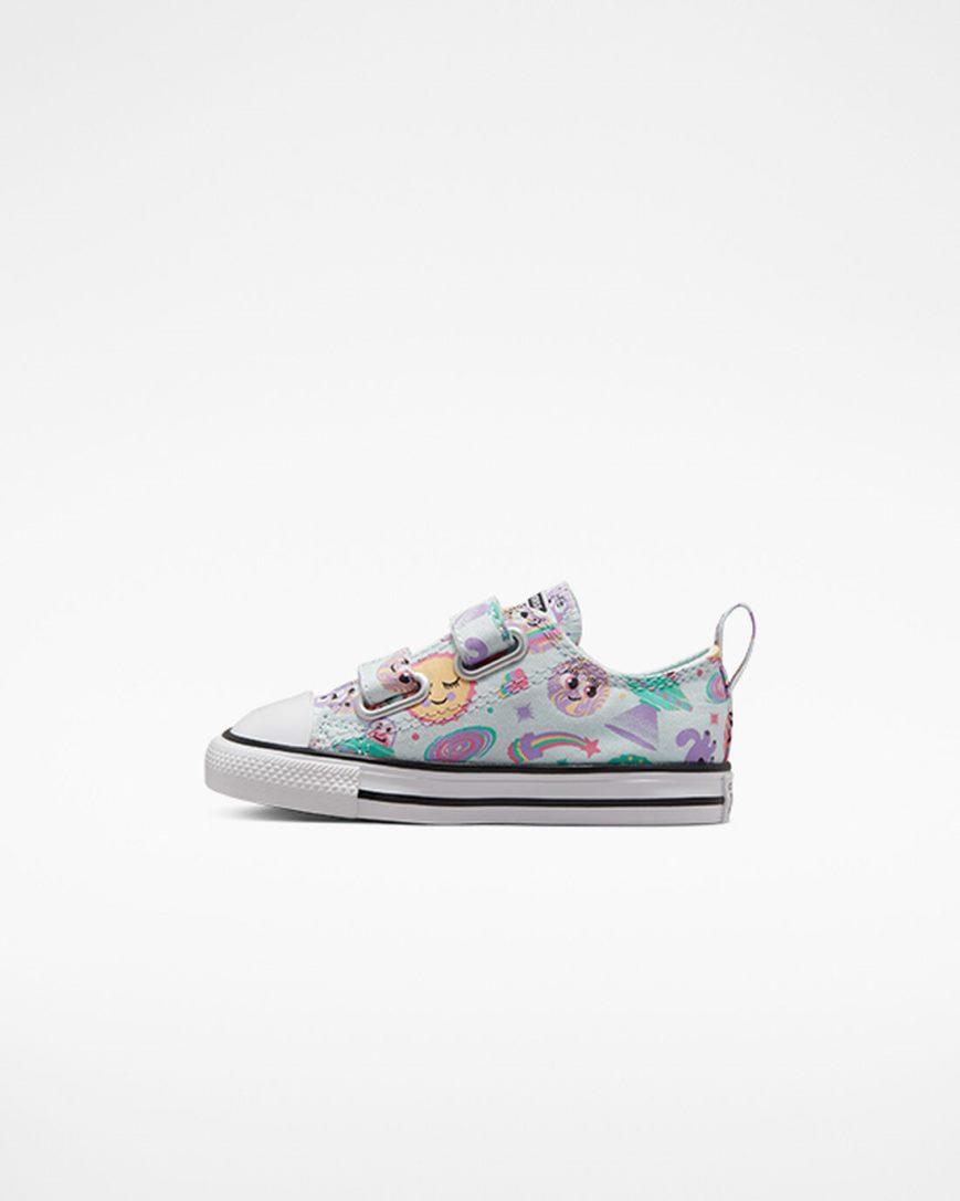 Light Turquoise / Purple / White Converse Chuck Taylor All Star Easy-On Space Party Girls' Low Top Shoes | KC4L789K3