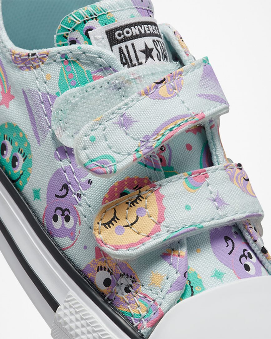 Light Turquoise / Purple / White Converse Chuck Taylor All Star Easy-On Space Party Girls' Low Top Shoes | KC4L789K3