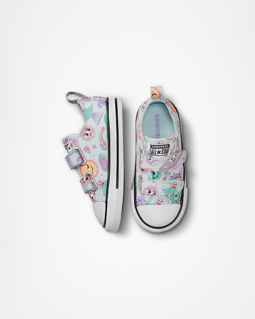 Light Turquoise / Purple / White Converse Chuck Taylor All Star Easy-On Space Party Girls' Low Top Shoes | KC4L789K3