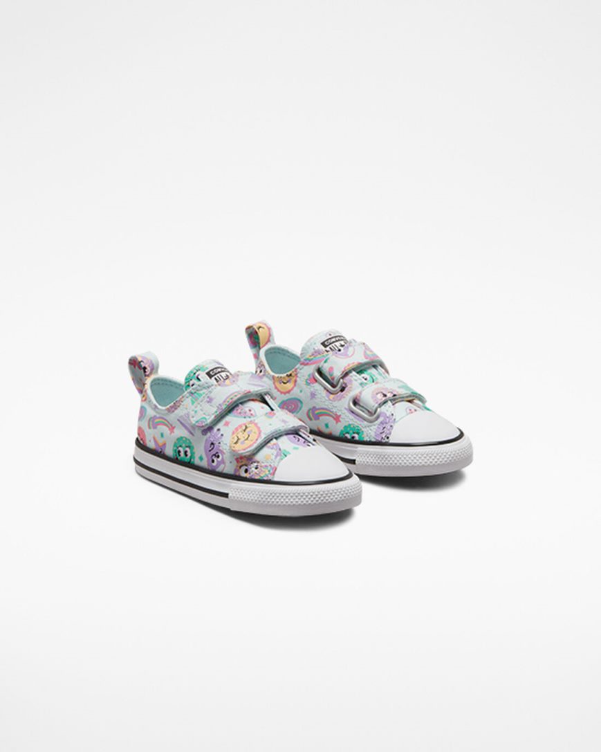 Light Turquoise / Purple / White Converse Chuck Taylor All Star Easy-On Space Party Girls' Low Top Shoes | KC4L789K3