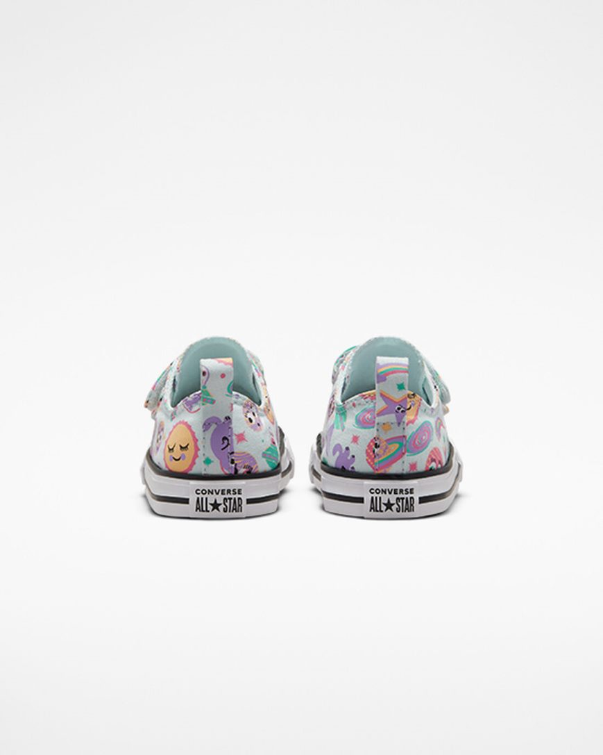 Light Turquoise / Purple / White Converse Chuck Taylor All Star Easy-On Space Party Girls' Low Top Shoes | KC4L789K3