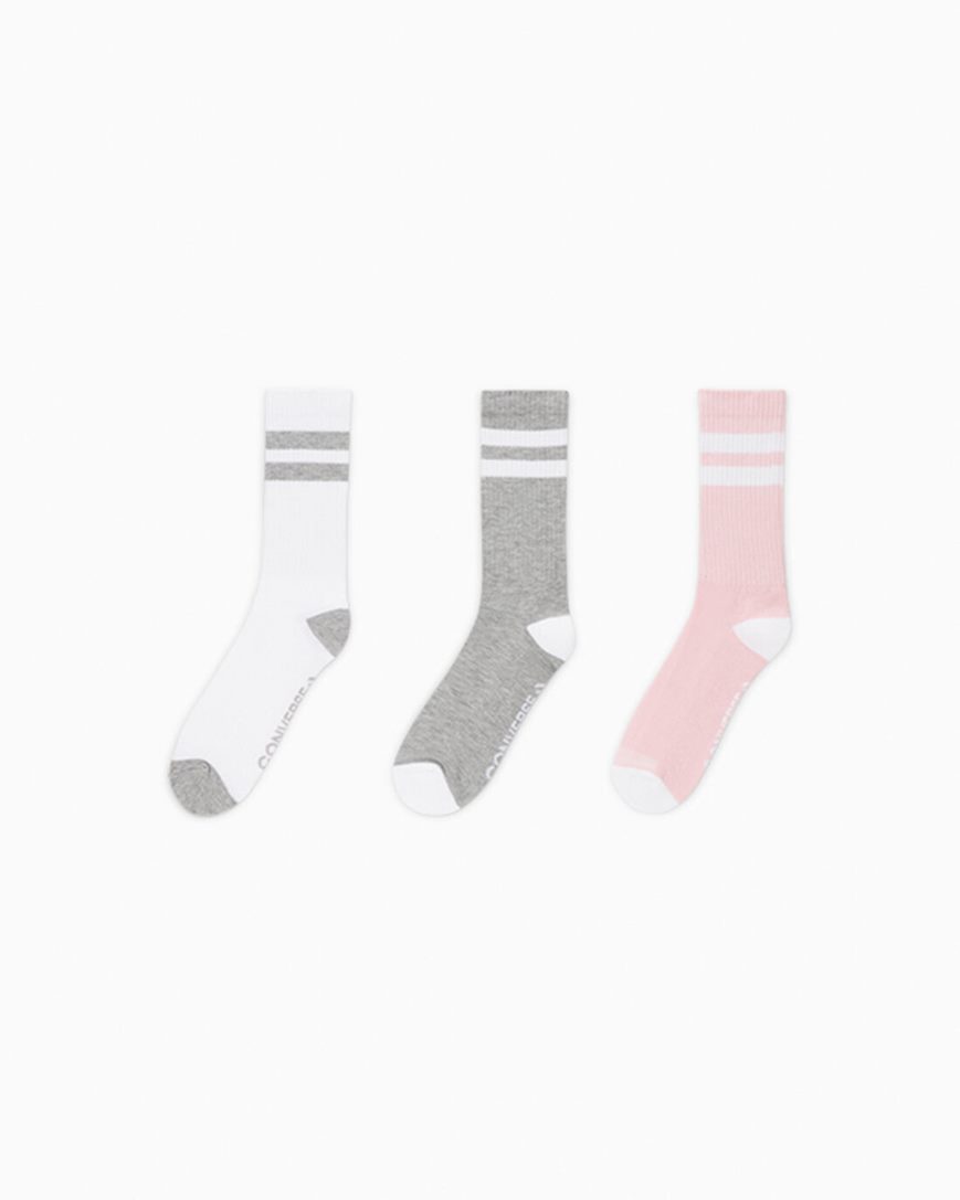 Multicolor Converse 3-Pack Classic Double Stripe Crew Women\'s Socks | GT893715K