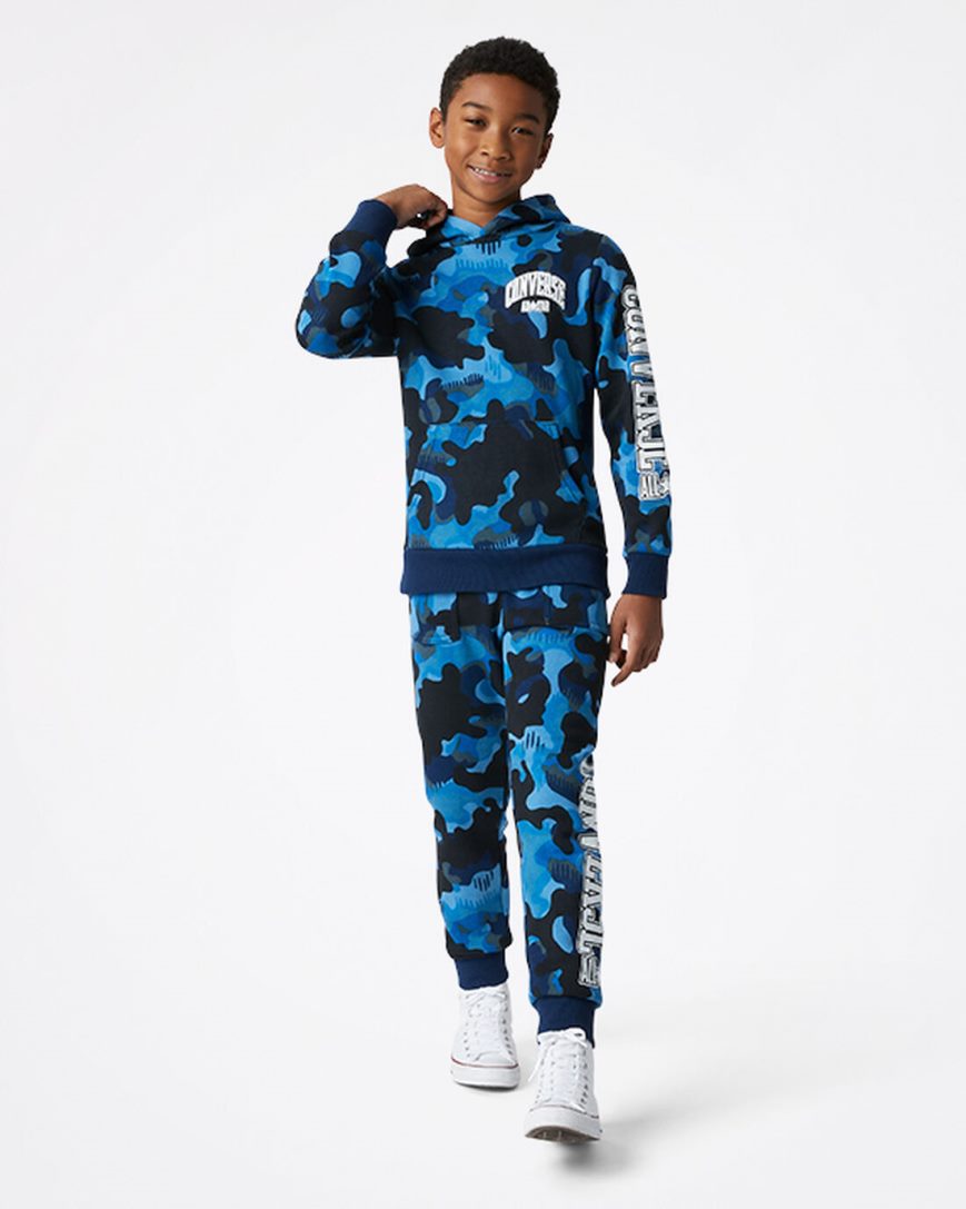 Navy Converse Camo Pullover Boys' Hoodie | DU5498371