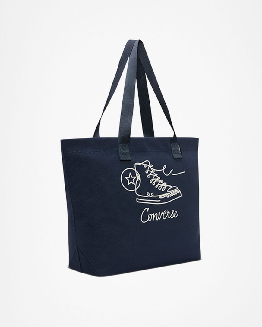 Navy Converse Canvas Sneaker Graphic Tote Women's Bags | RTL148359