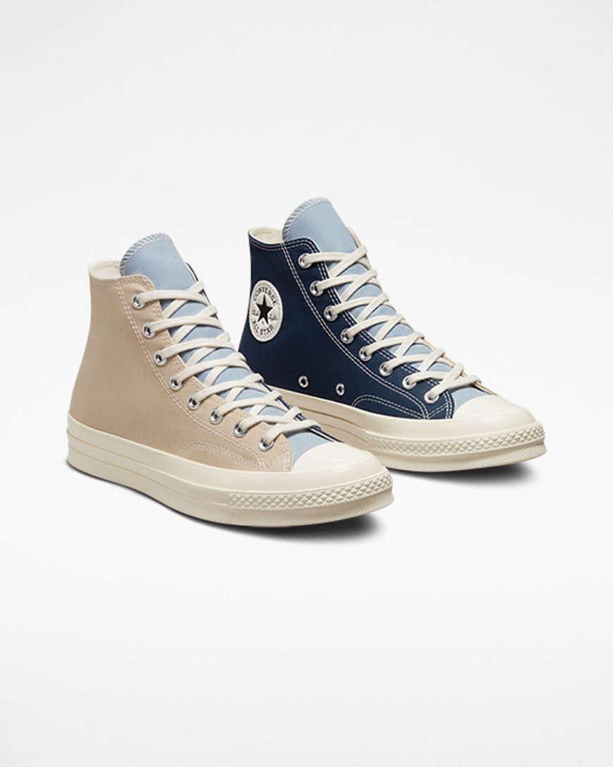 Navy Converse Chuck 70 Tri-Panel Men's High Top Shoes | FY81L7453