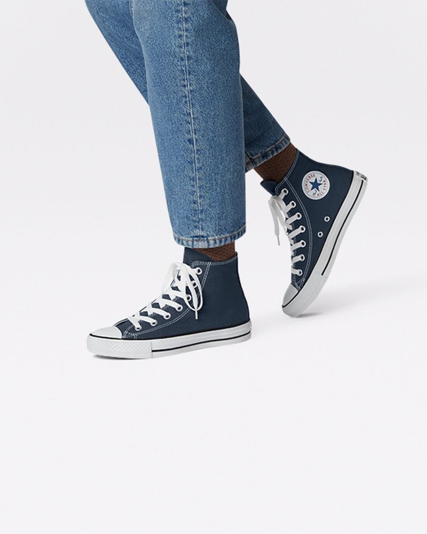 Navy Converse Chuck Taylor All Star Classic Men's High Top Shoes | BA8I751KL