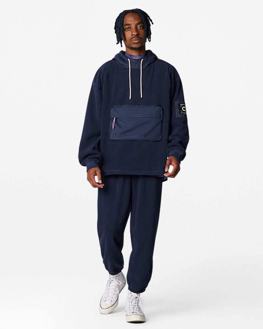 Obsidian Converse Counter Climate Pullover Men's Hoodie | XY9547I1L