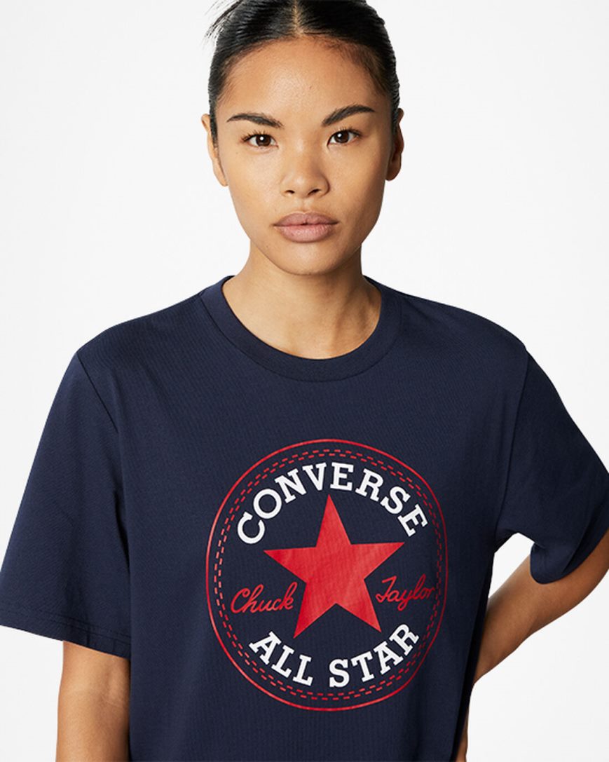 Obsidian Converse Go-To All Star Patch Standard Fit Men's T-Shirts | WZ8L349I5