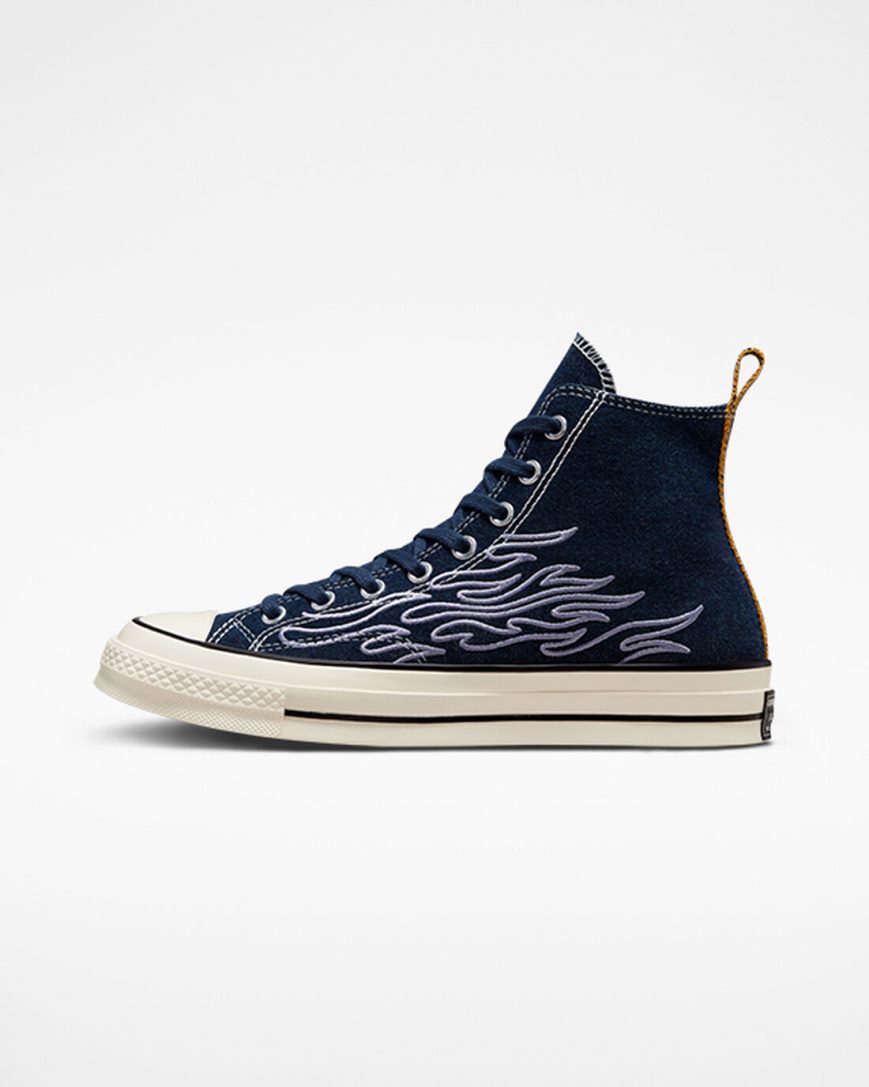 Obsidian / Indigo Converse Chuck 70 Workwear Denim Men's High Top Shoes | JE9K3I854