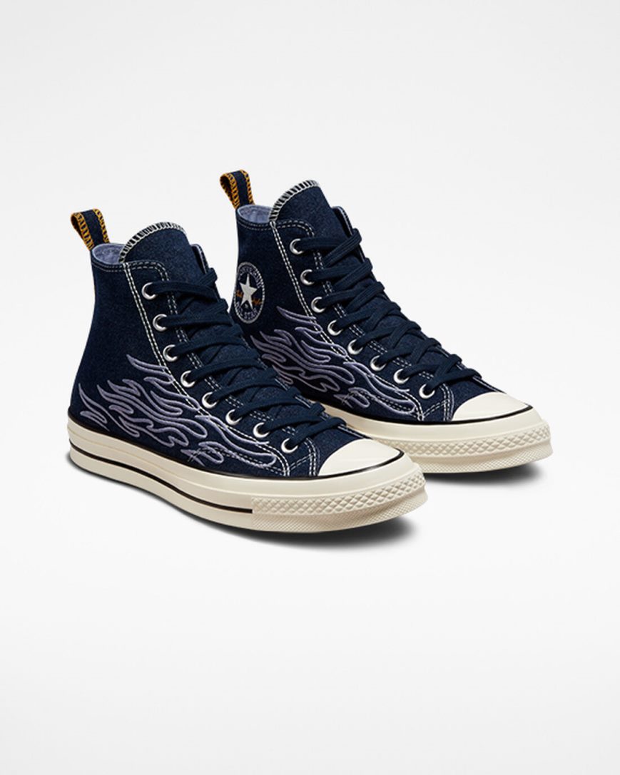 Obsidian / Indigo Converse Chuck 70 Workwear Denim Men's High Top Shoes | JE9K3I854