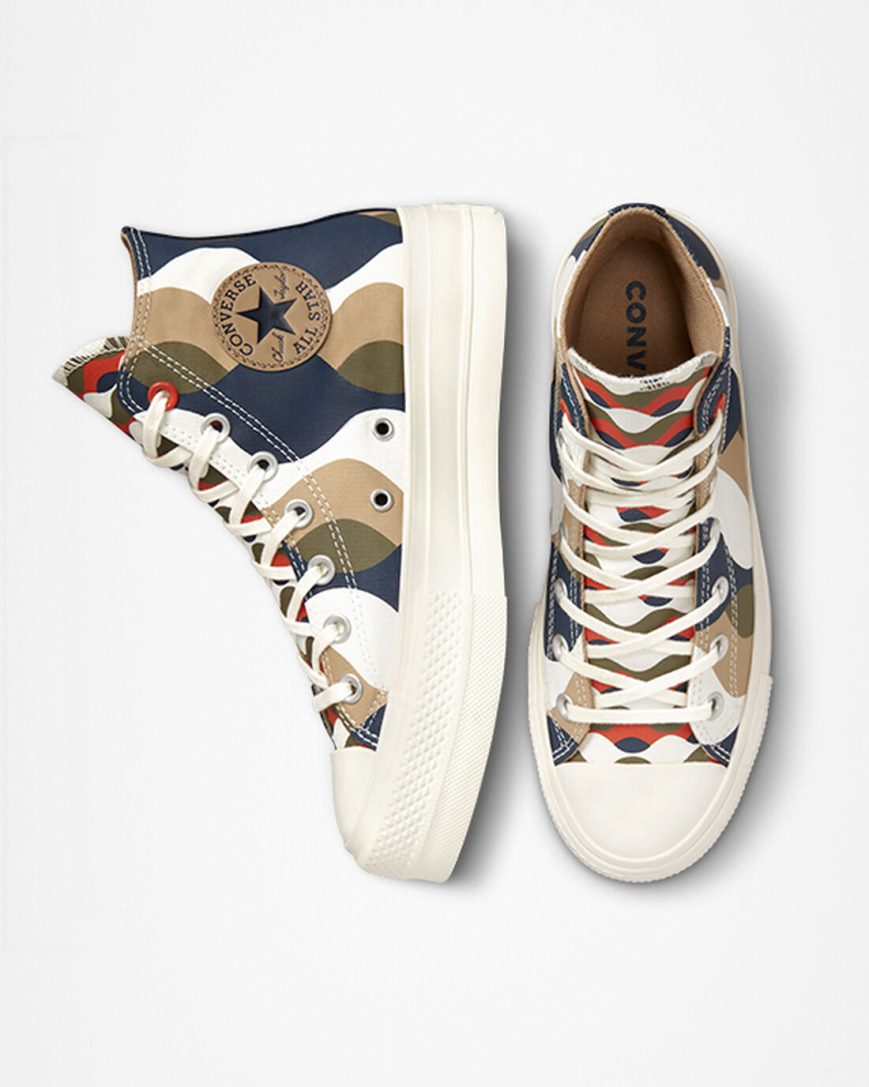 Obsidian / Khaki Converse Chuck Taylor All Star Lift Twisted Classics High Top Women's Platform Shoes | JF4L51KI8