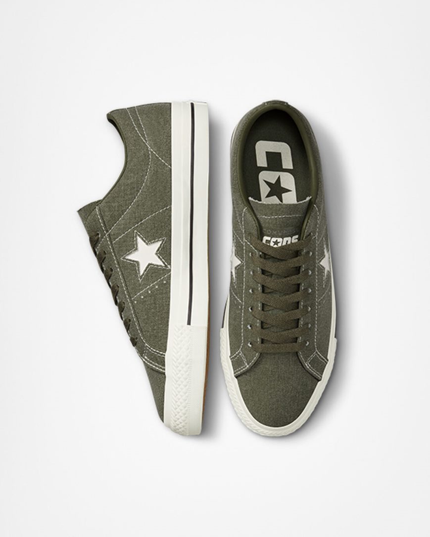 Olive / Black Converse CONS One Star Pro Heavyweight Canvas Men's Skate Shoes | DC41I75KL