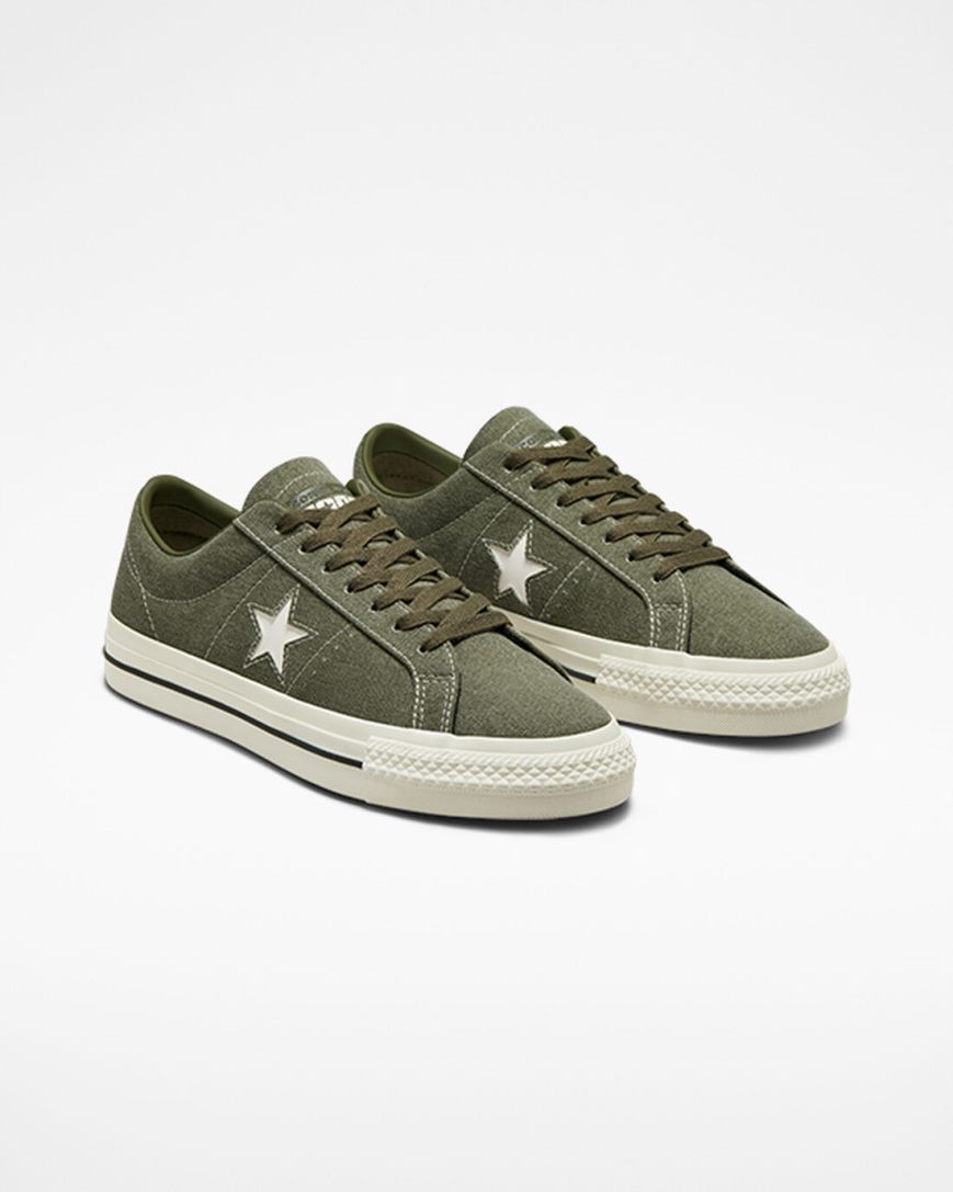 Olive / Black Converse CONS One Star Pro Heavyweight Canvas Women's Skate Shoes | JUI1L873K