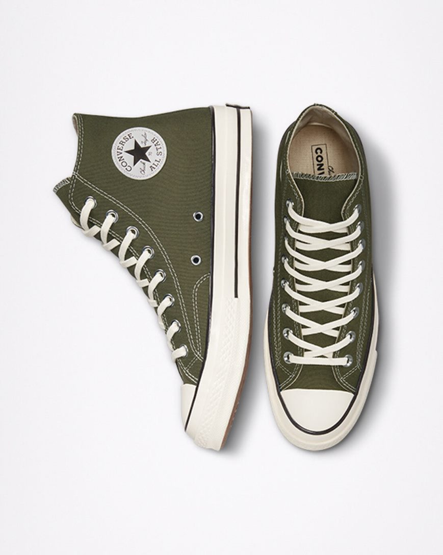 Olive / Black Converse Chuck 70 Canvas Men's High Top Shoes | ZBL1I7K83