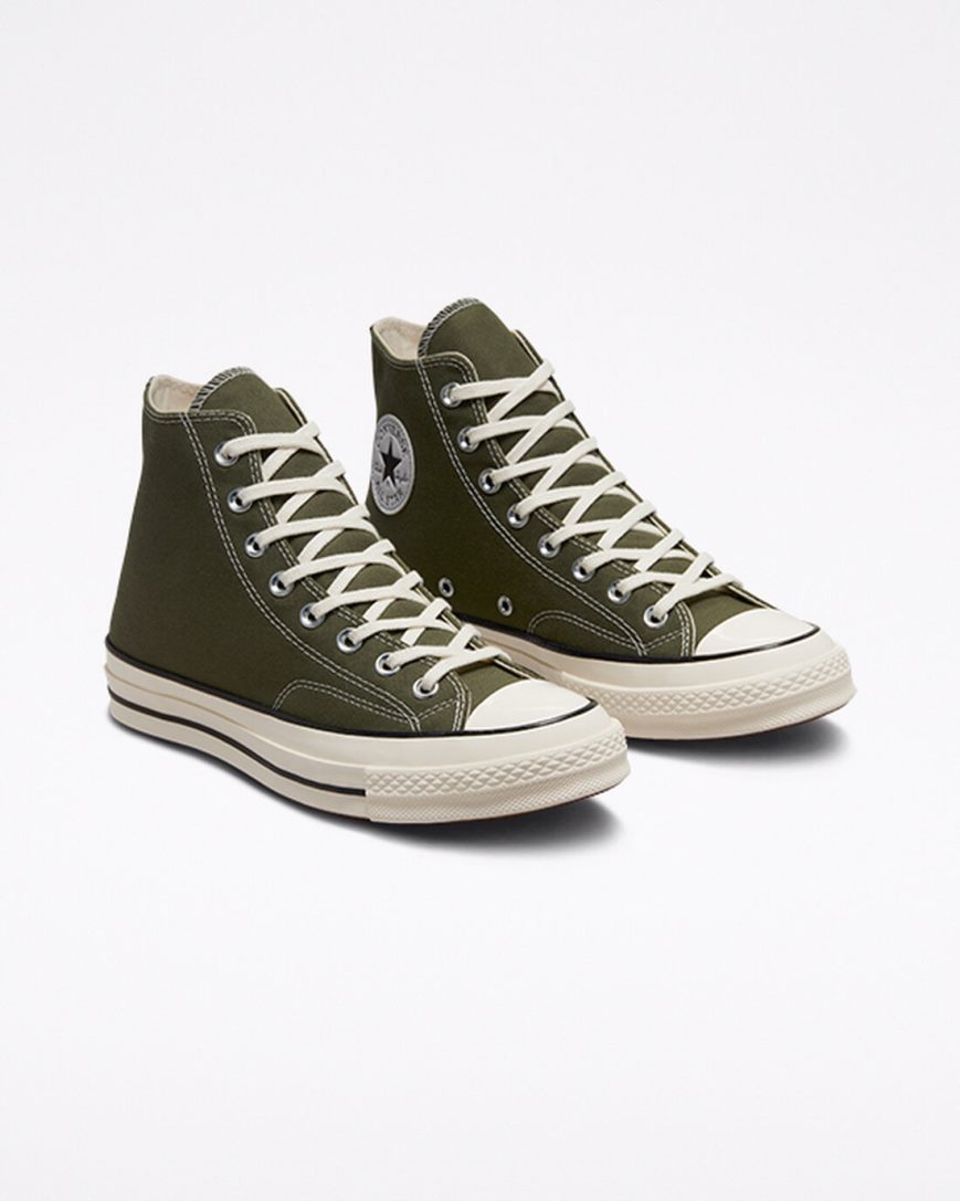 Olive / Black Converse Chuck 70 Canvas Men's High Top Shoes | ZBL1I7K83