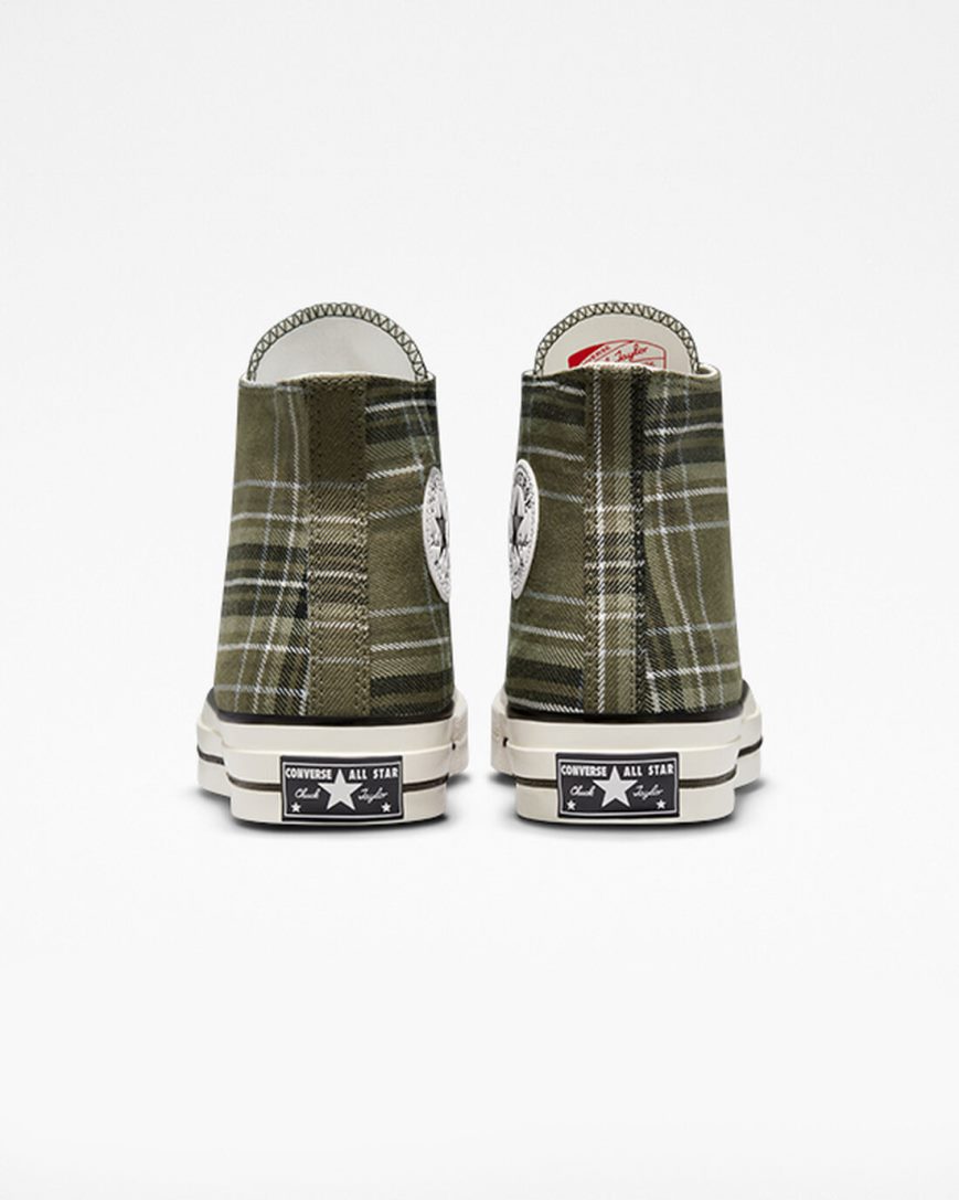 Olive / Black Converse Chuck 70 Tartan Men's High Top Shoes | GHI5978L1