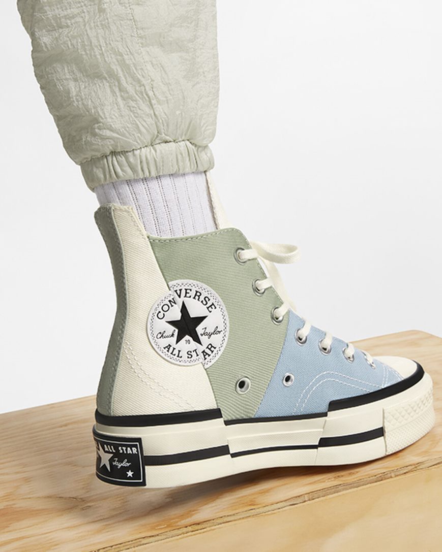 Olive Converse Chuck 70 Plus Material Mashup Men's High Top Shoes | GM39LK185