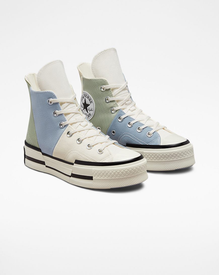 Olive Converse Chuck 70 Plus Material Mashup Women's High Top Shoes | QH1K8I4L9