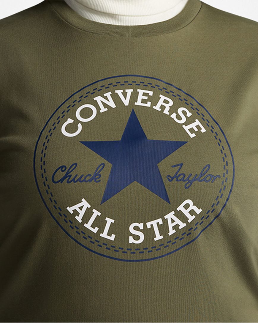 Olive Converse Go-To All Star Patch Standard Fit Women's T-Shirts | VN4I5738K