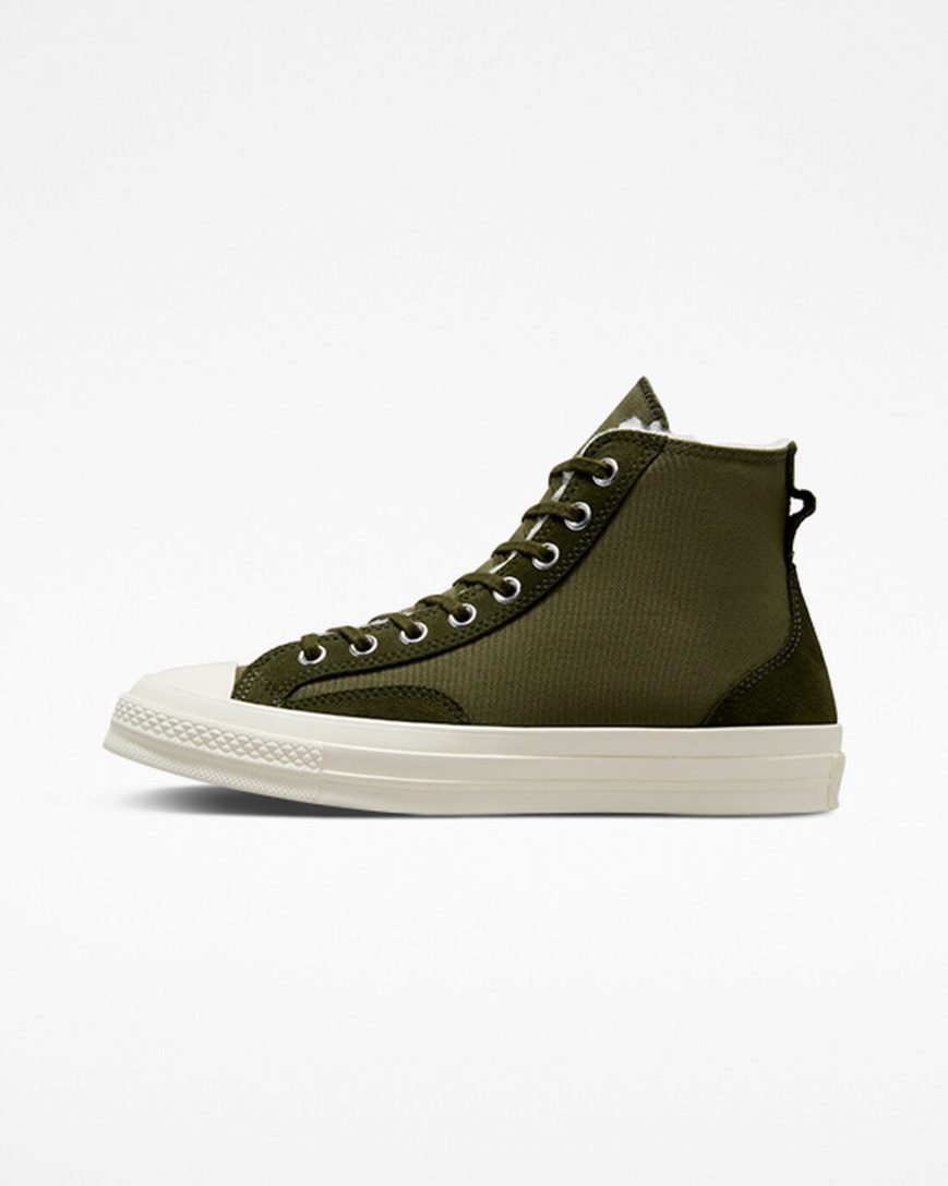 Olive / Green Converse Chuck 70 Lined Colorblock Women's High Top Shoes | AE195347K