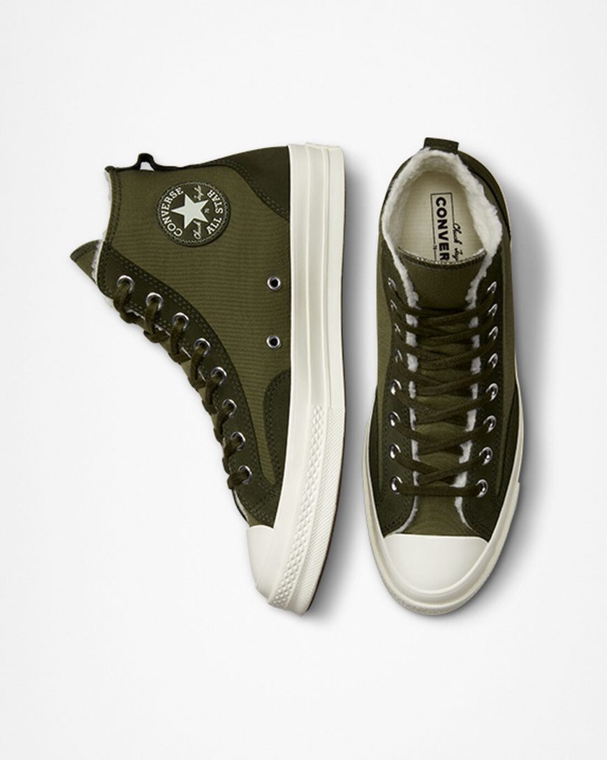 Olive / Green Converse Chuck 70 Lined Colorblock Women's High Top Shoes | AE195347K