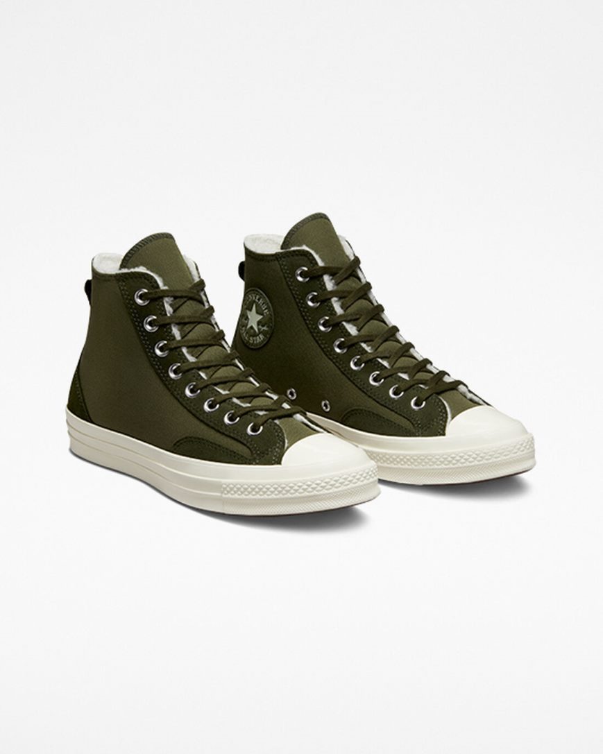 Olive / Green Converse Chuck 70 Lined Colorblock Women's High Top Shoes | AE195347K