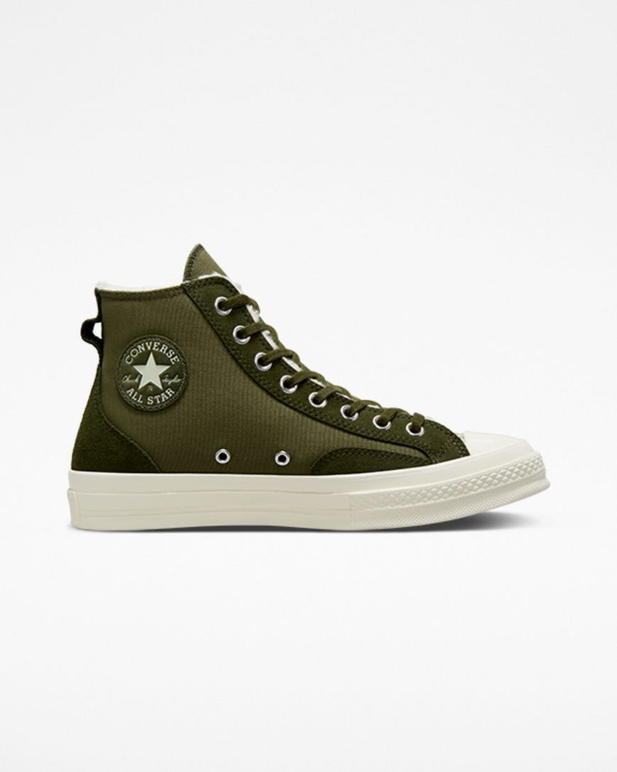 Olive / Green Converse Chuck 70 Lined Colorblock Men\'s High Top Shoes | IM8K5L734