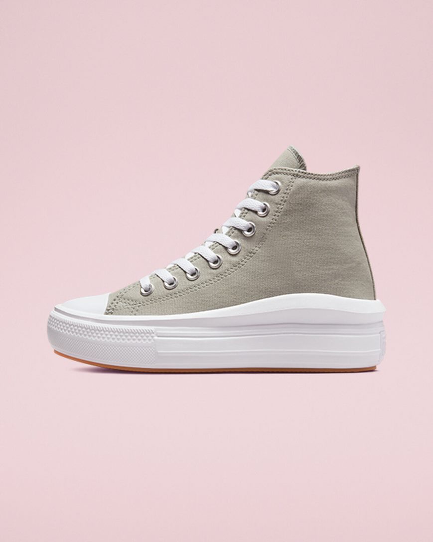 Olive / White Converse Chuck Taylor All Star Move High Top Women's Platform Shoes | PAK7451L9