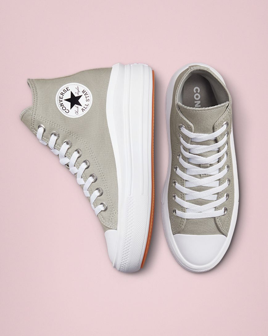 Olive / White Converse Chuck Taylor All Star Move High Top Women's Platform Shoes | PAK7451L9