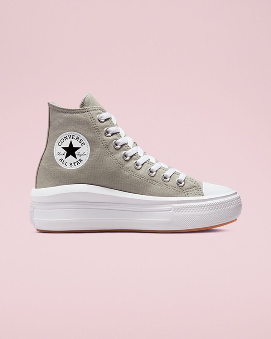 Olive / White Converse Chuck Taylor All Star Move High Top Women\'s Platform Shoes | PAK7451L9