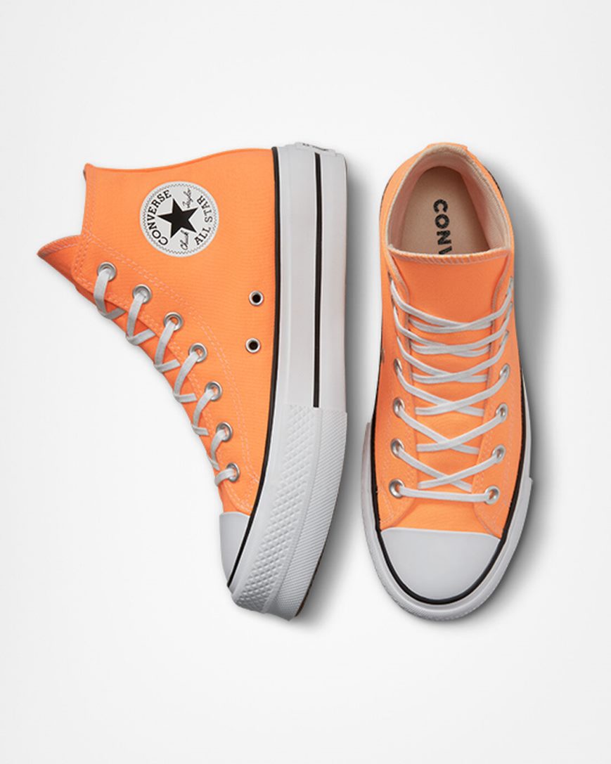 Orange / Black / White Converse Chuck Taylor All Star Lift Canvas High Top Women's Platform Shoes | SG13KLI98