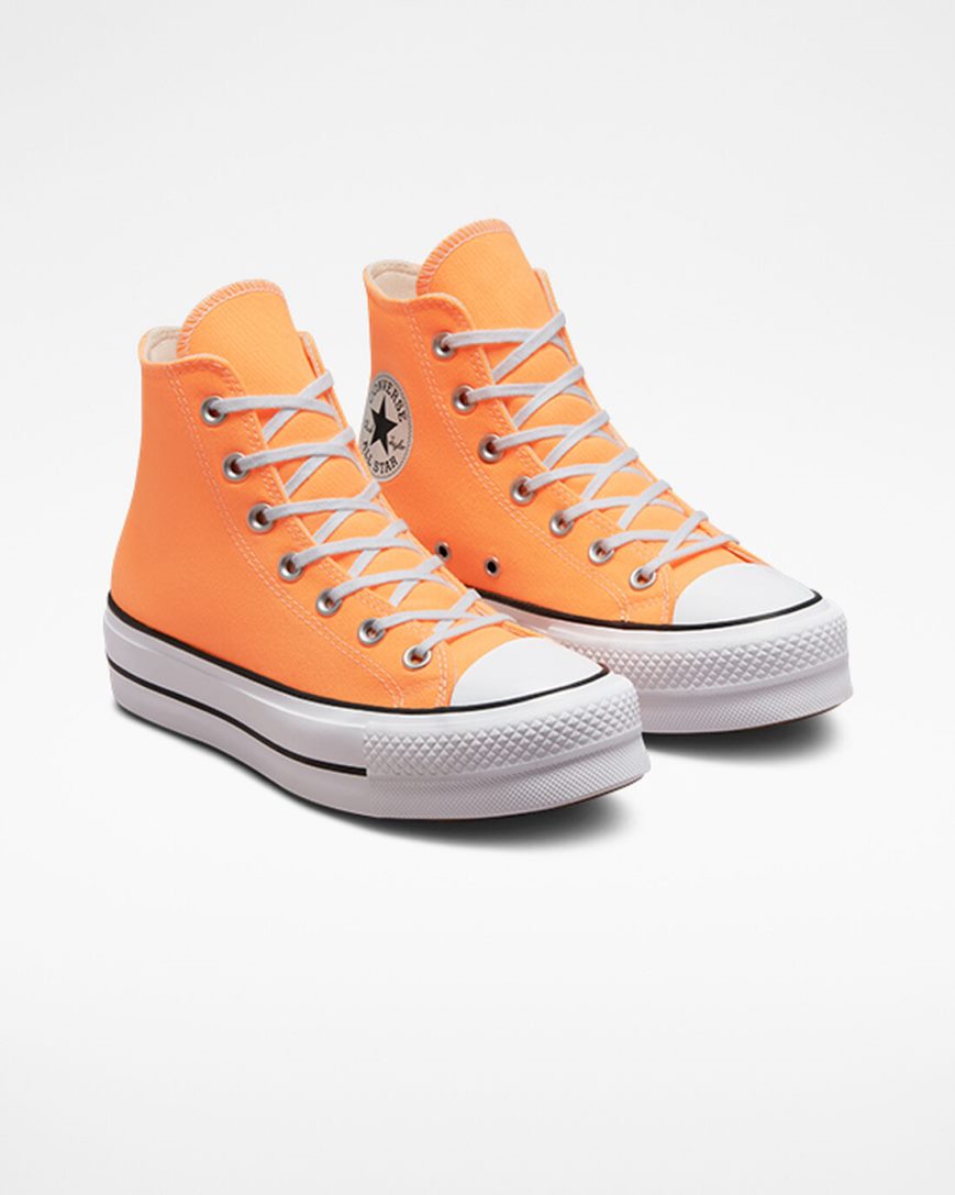 Orange / Black / White Converse Chuck Taylor All Star Lift Canvas High Top Women's Platform Shoes | SG13KLI98