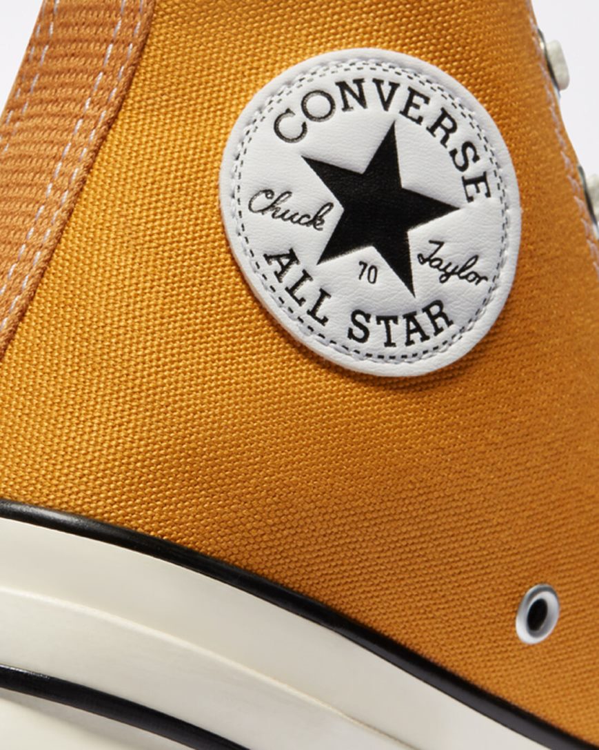 Orange Flower / Black Converse Chuck 70 Vintage Canvas Men's High Top Shoes | WU9I3715L