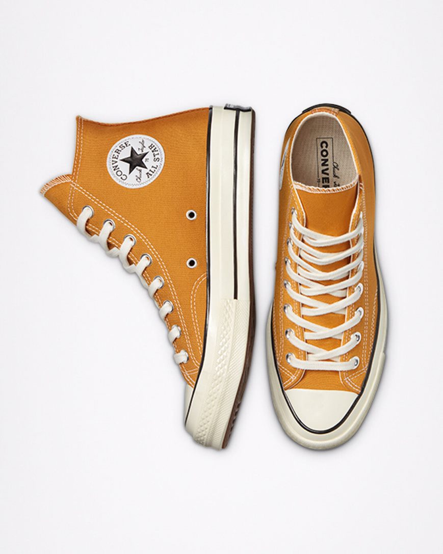 Orange Flower / Black Converse Chuck 70 Vintage Canvas Men's High Top Shoes | WU9I3715L