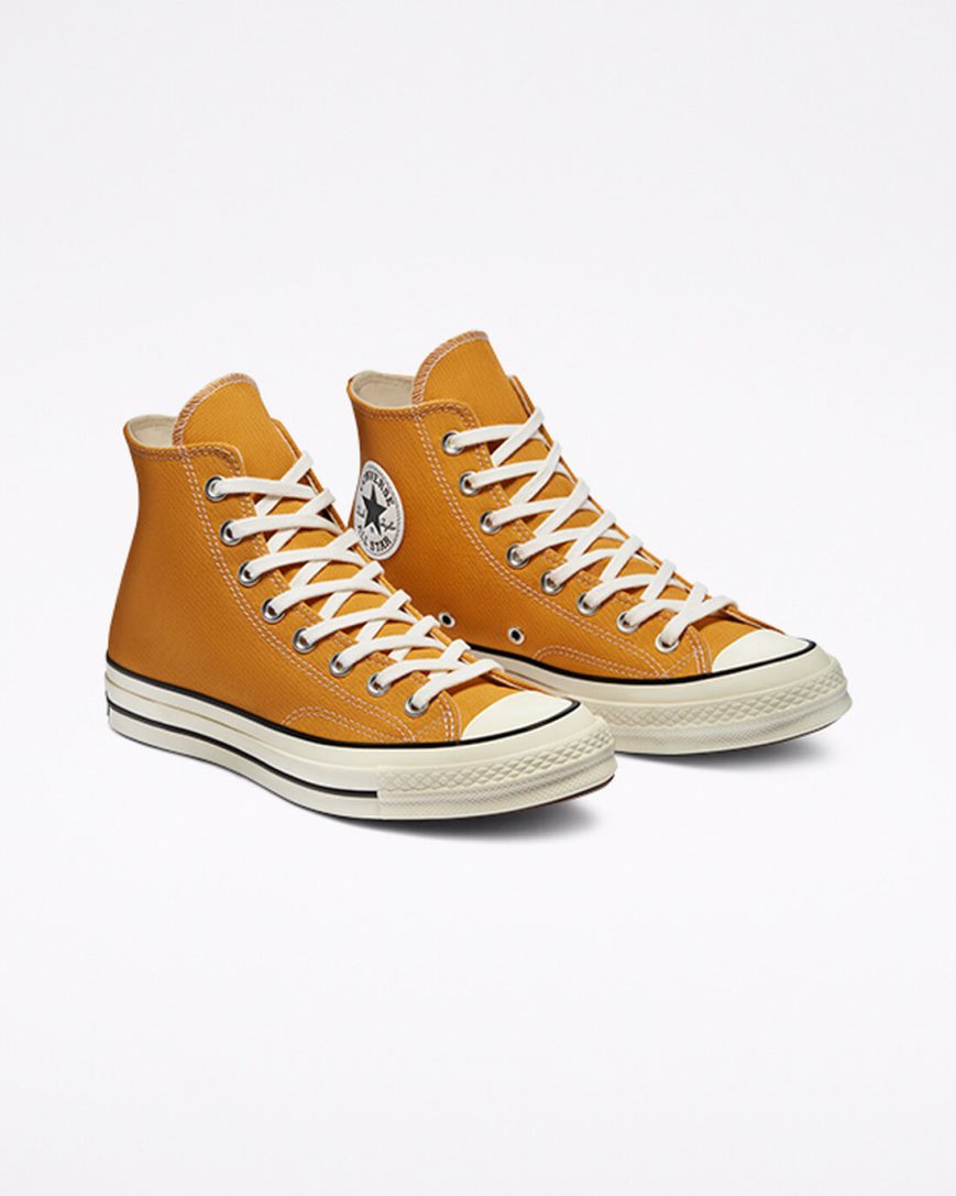 Orange Flower / Black Converse Chuck 70 Vintage Canvas Men's High Top Shoes | WU9I3715L