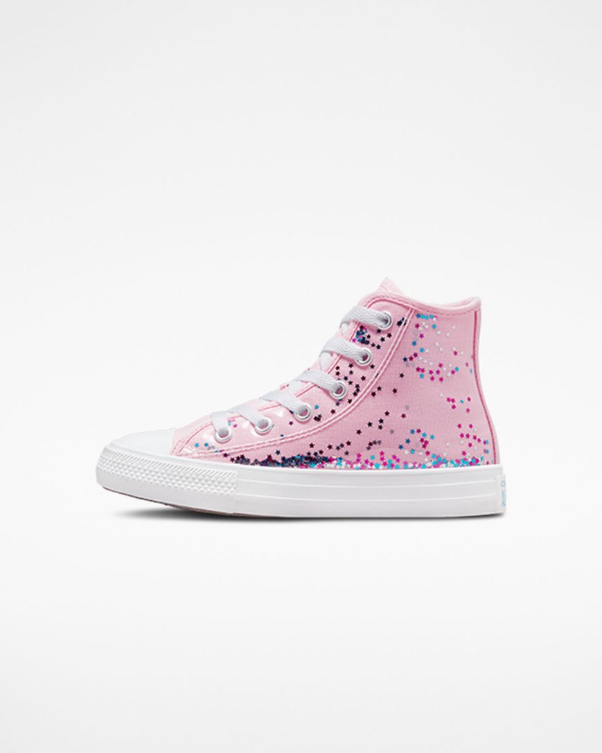 Orange Pink / Blue Converse Chuck Taylor All Star Encapsulated Glitter Girls' High Top Shoes | ML49L1I85