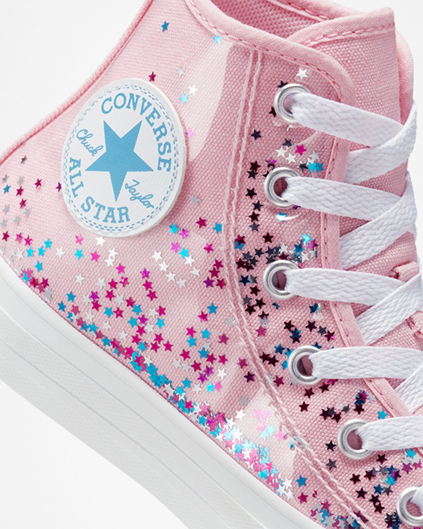 Orange Pink / Blue Converse Chuck Taylor All Star Encapsulated Glitter Girls' High Top Shoes | ML49L1I85