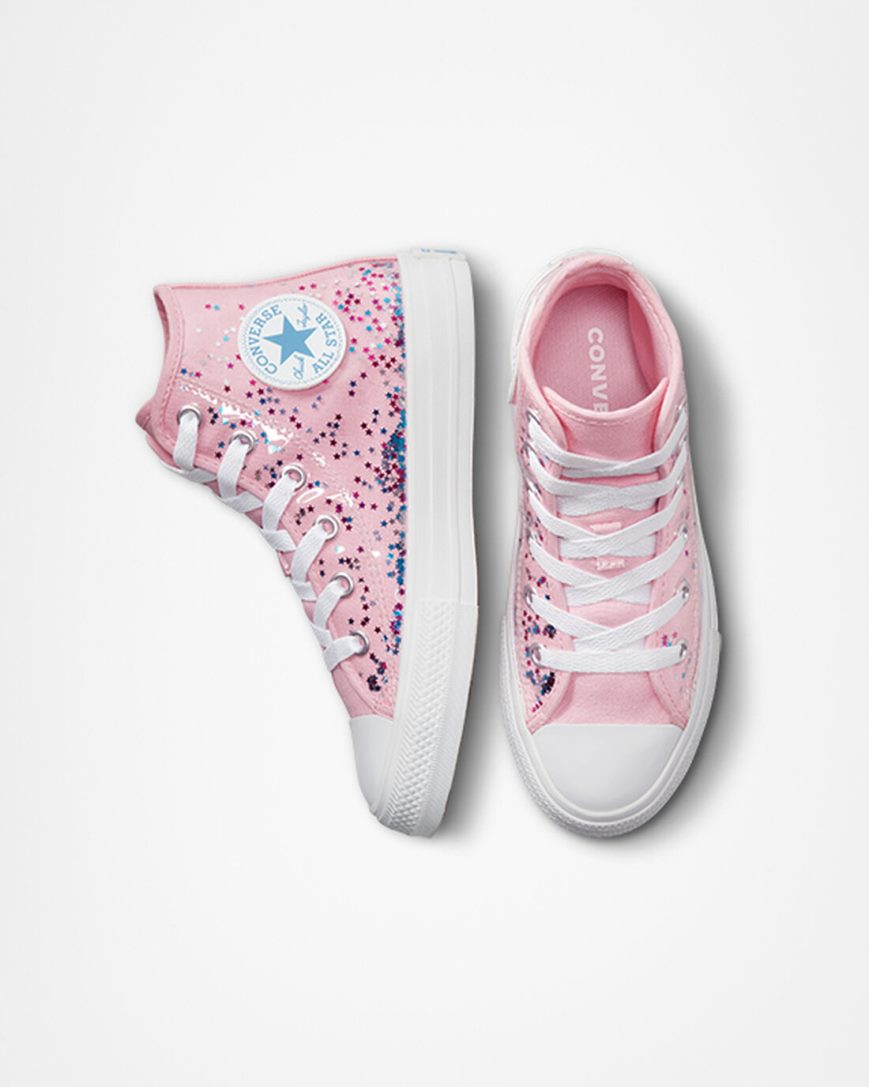 Orange Pink / Blue Converse Chuck Taylor All Star Encapsulated Glitter Girls' High Top Shoes | ML49L1I85