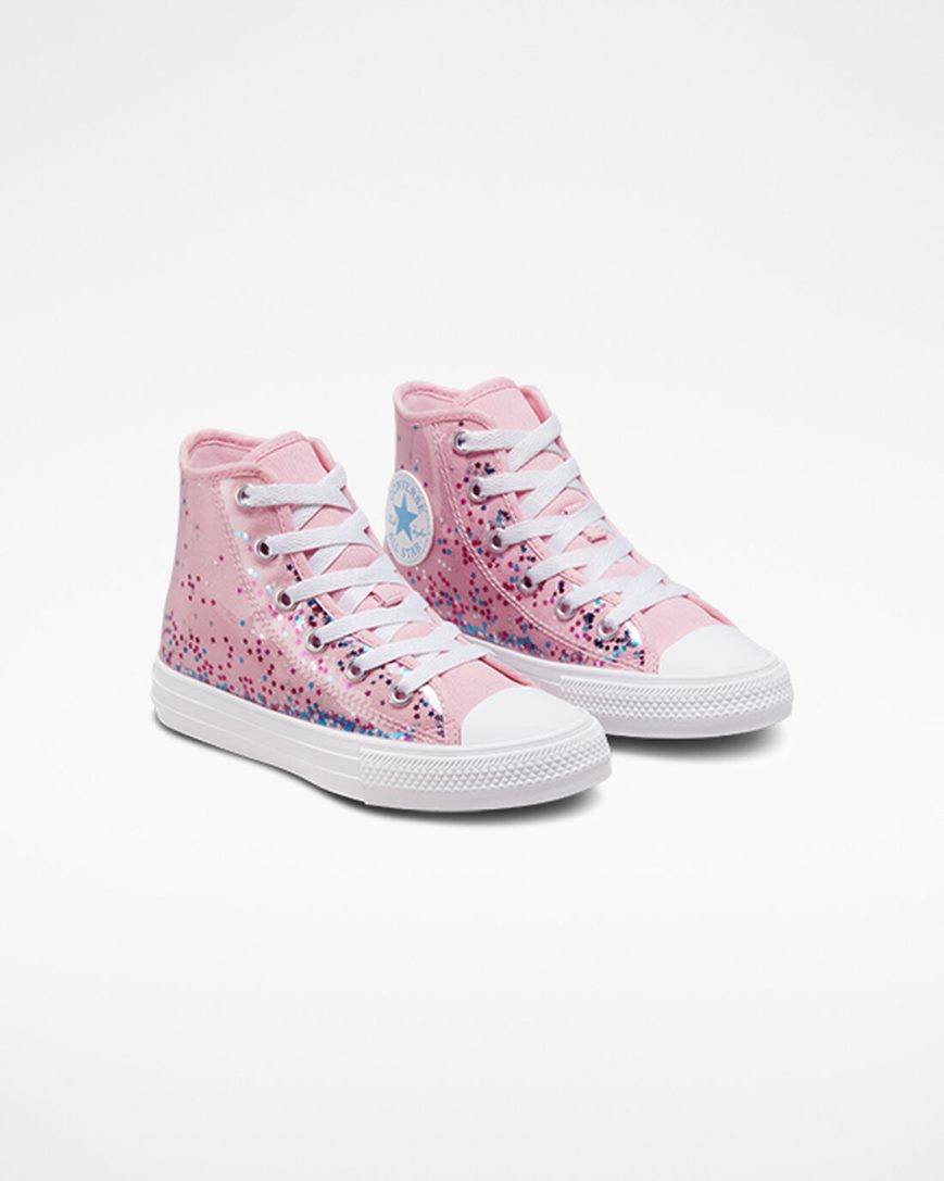 Orange Pink / Blue Converse Chuck Taylor All Star Encapsulated Glitter Girls' High Top Shoes | ML49L1I85