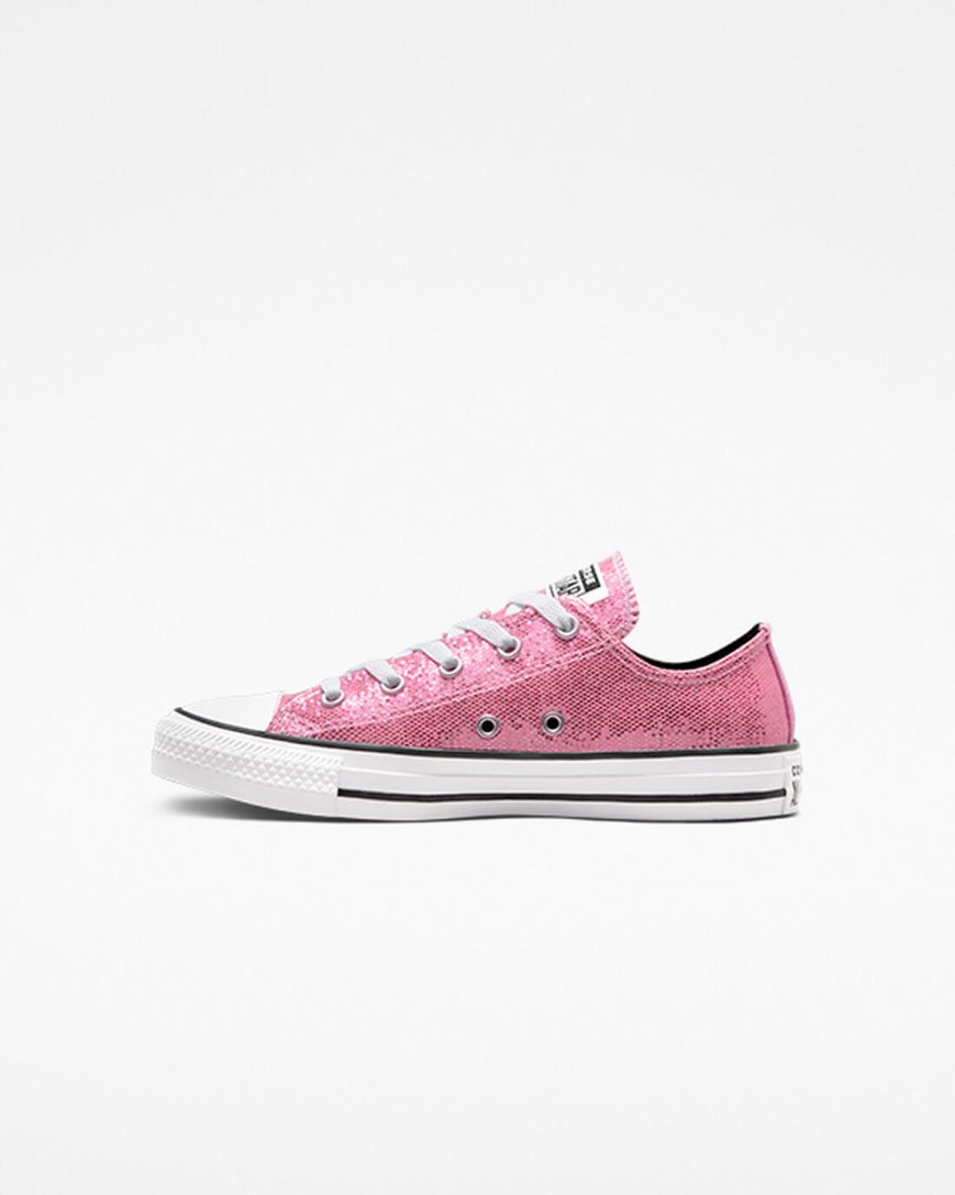 Pink / Black Converse Chuck Taylor All Star Glitter Girls' Low Top Shoes | DHL57193K