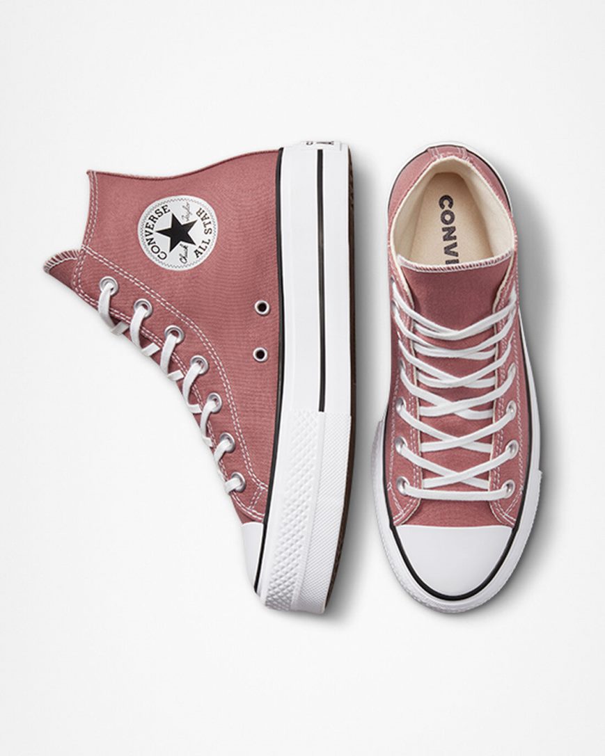 Pink / Black / White Converse Chuck Taylor All Star Lift Seasonal Color High Top Women's Platform Shoes | WN41L9KI5