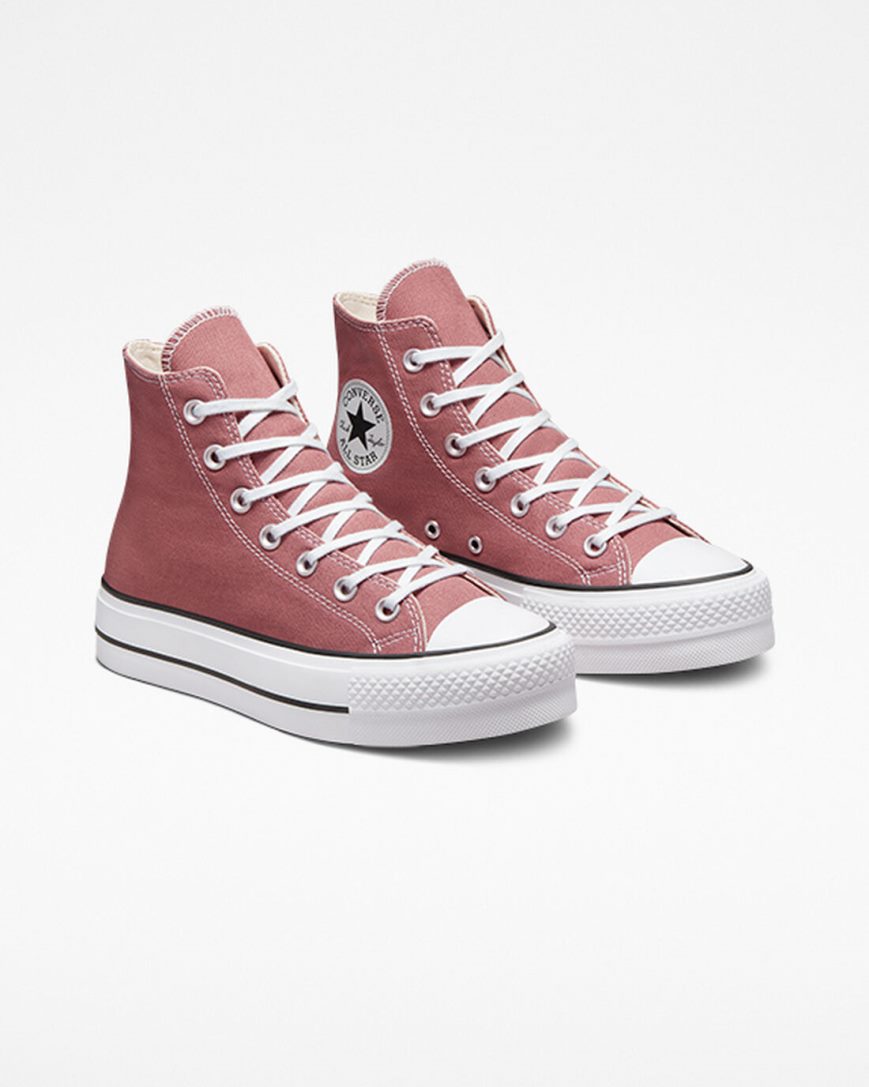 Pink / Black / White Converse Chuck Taylor All Star Lift Seasonal Color High Top Women's Platform Shoes | WN41L9KI5