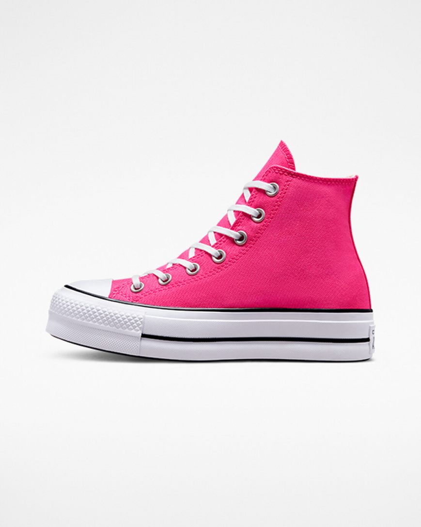 Pink / Black / White Converse Chuck Taylor All Star Lift Canvas High Top Women's Platform Shoes | YP1IL9K75