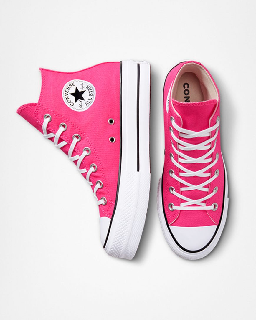 Pink / Black / White Converse Chuck Taylor All Star Lift Canvas High Top Women's Platform Shoes | YP1IL9K75