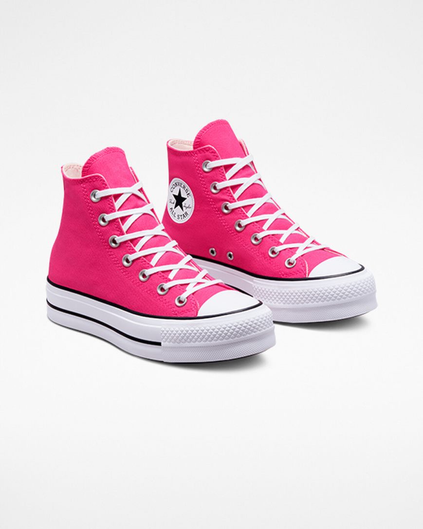 Pink / Black / White Converse Chuck Taylor All Star Lift Canvas High Top Women's Platform Shoes | YP1IL9K75